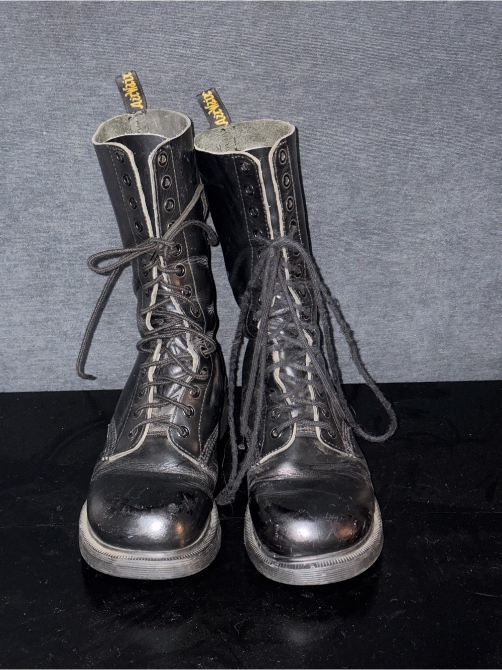 Dr. Martens Black Leather 10-Eye Lace-Up Boots